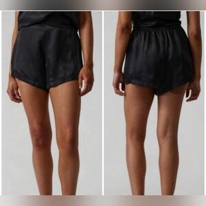 ATHLETA Calm Cool Sleep Shorts Black Satin Flat Iron Sz: M & 3X NWT